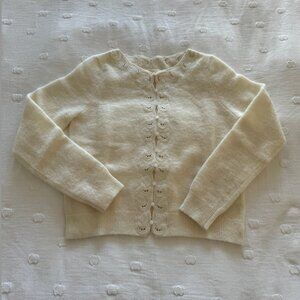 sezane cream/white lace wool cardigan with embriodery